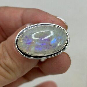 Rainbow Moonstone &Silver Ring
